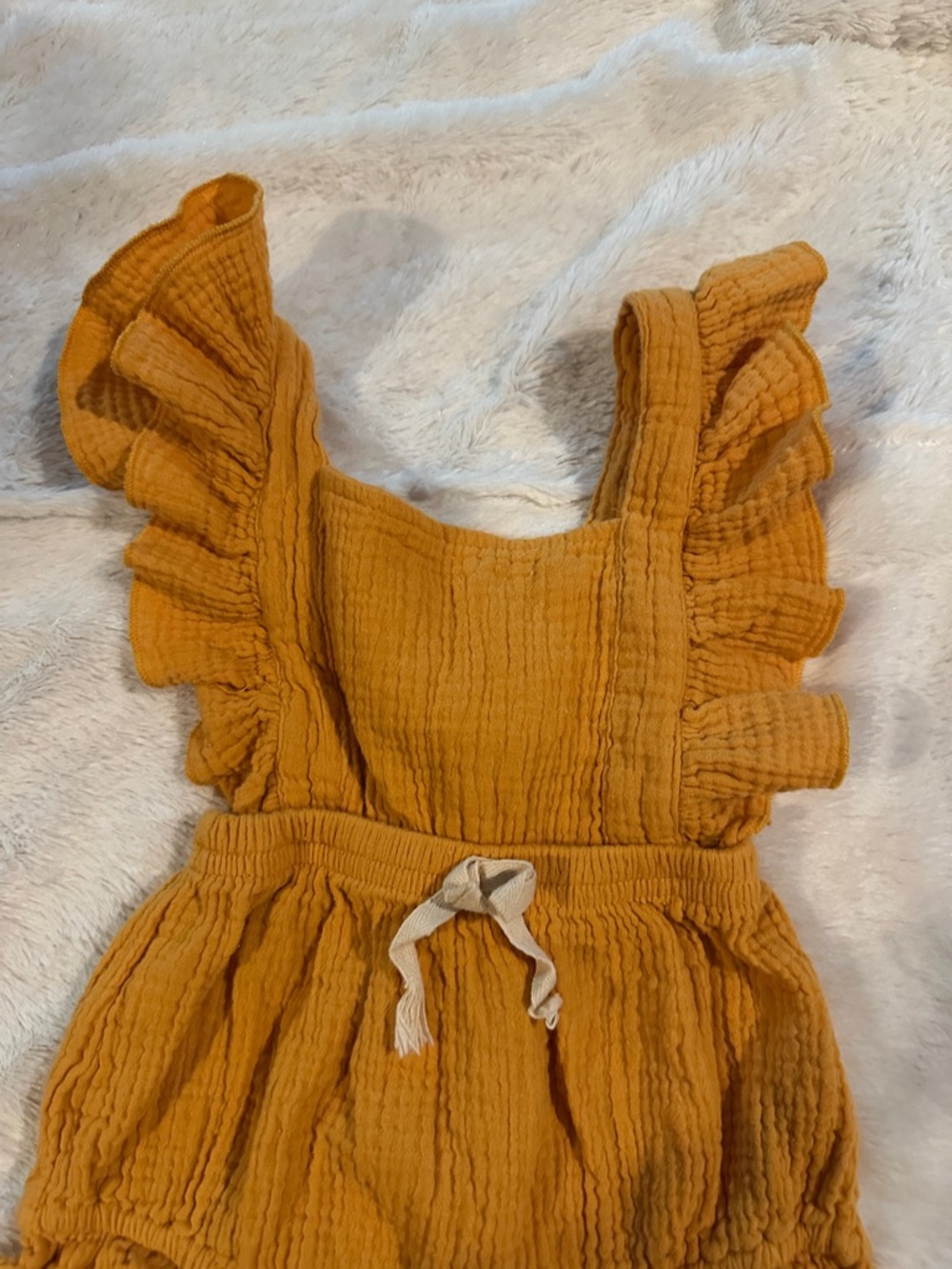 Mustard Ruffle Baby Romper - Picture 6 of 8